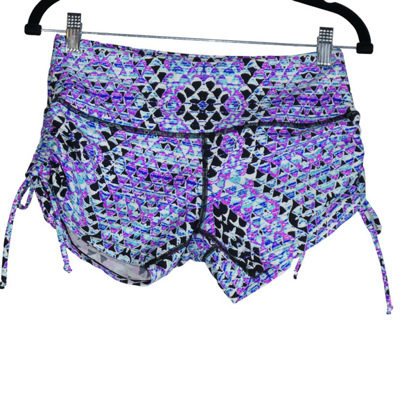 Scout Designs Swim Shorts Womens L Purple Swimsuit Bottom Hi Waist Ruched Sides - Picture 1 of 7